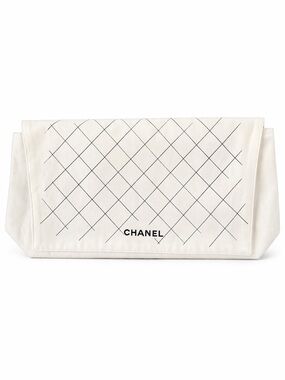 CHANEL Authentic 2026 Dust Bag White & Black Quilted Print - Medium Classic Flap